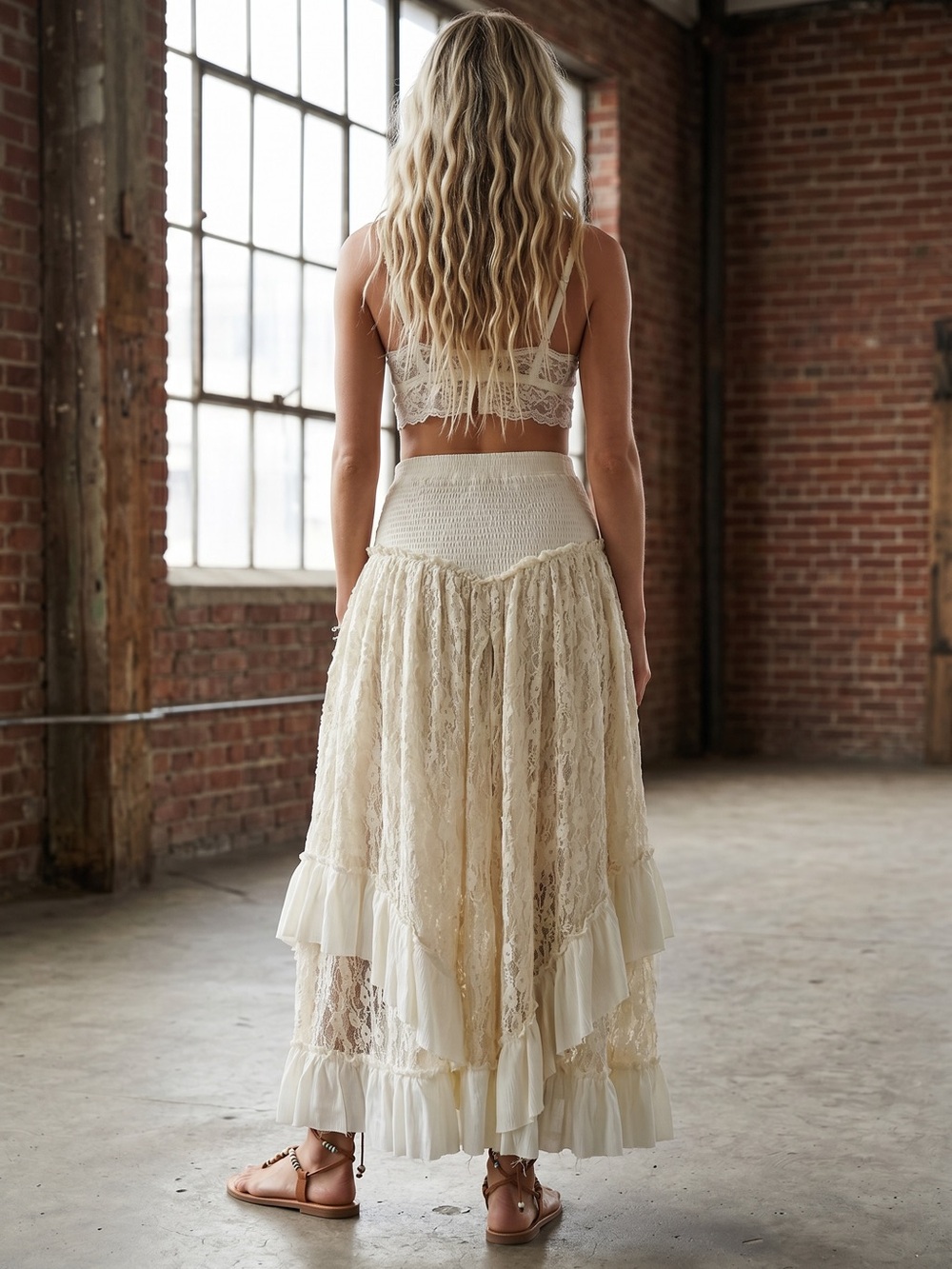 NWT POL Boho Festival Romantic Lace Contrast Print Asymmetrical Maxi Midi Skirt - Picture 3 of 11